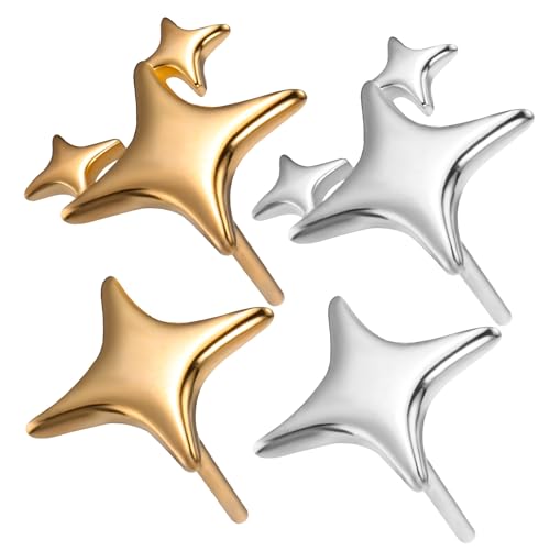 Healeved 2paare Asymmetrische Stern-ohrringe Für Frauen Mädchen Ohrringe Mit Einfachem Design Für Alltag Party Und Formelle Anlässe Healeved 2paare Asymmetrische Stern-ohrringe Für Frauen Mädchen Ohrringe Mit Einfachem Design Für Alltag Party Und Formelle Anlässe von Healeved