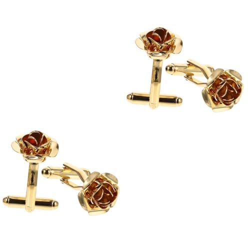Healeved 2 Paare Rosenblüten Manschettenknöpfe für Dekorative Kragenaccessoires Hochzeiten Formelle Anlässe von Healeved