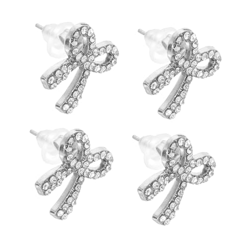 Healeved 2 Paare Schleifen ohrstecker mit Funkelnden Strasssteinen Leichte Hautfreundliche Ohrhänger aus Zinklegierung für Damen und Mädchen Modischer Schmuck für Alltag und Party von Healeved