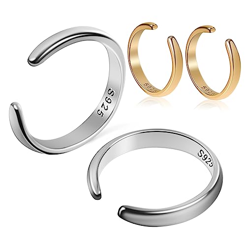 Healeved 2 Paare Silber Ohrclips Ohrmuschel Ohrringe für Damen Hypoallergen Einfaches Design für von Healeved