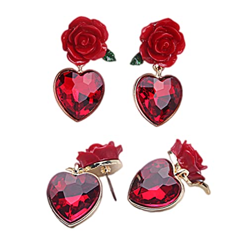 Healeved 2 Paare Silber Ohrstecker Herzform Blumen Ohrschmuck Damen Party Alltag Elegant Vintage Schmuck von Healeved