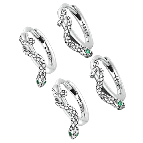 Healeved 2 Paare Sterlingsilber Schlangen Ohrringe Hypoallergen Grüne Zirkonia Ohrstecker Damen Modisch Sicherer Verschluss Alltagsschmuck von Healeved
