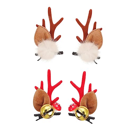 Healeved 2 Paare Weihnachtliche Haarspangen Teiliges mit Flauschigen Rentier Geweih Clips aus Stabile Haarklammern Niedlicher Tierkostüm Haarschmuck für Damen und Festliche Anlässe von Healeved