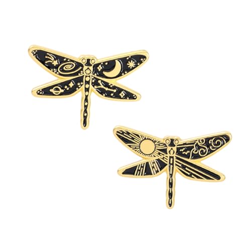 Healeved 2 STÜCK Cartoon Libellen Broschen Anstecknadeln aus Langlebiger Legierung Kleine Niedliche Insekten Pins in Sonne und Monddesign Leichte Schmuckdekoration für Kleidung Taschen von Healeved