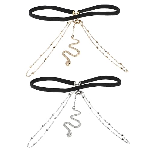 Healeved 2 Sätze Boho Snake Pendant Oberschenkelketten Beinketten Elastischem Material Körper Schmuck Für Mädchen Gold Und Silber 2 Stücke * 2 von Healeved