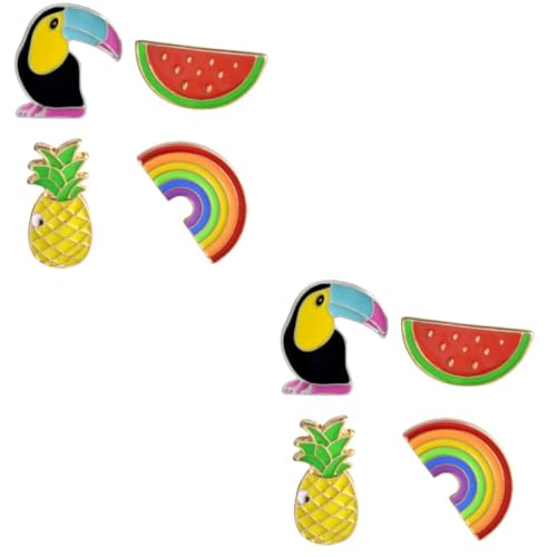 Healeved 2 Sätze Brosche Pin Kreative Regenbogen Ananas Toucan Brosche Cartoon Ananas Brustpin Wunderschöne Dekoration Für Kleidung Von Damen 4 Stücke * 2 von Healeved