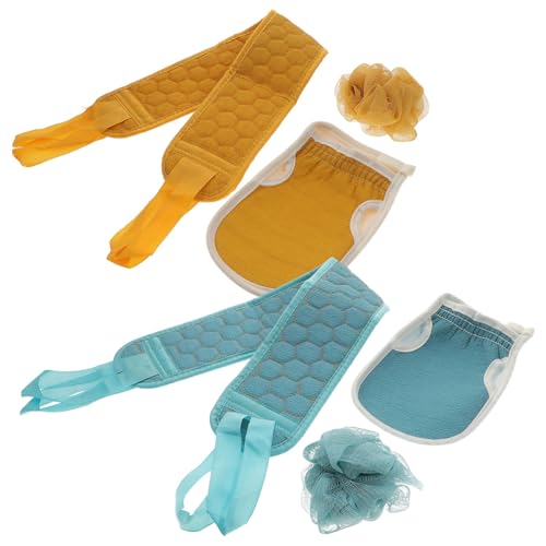 Healeved 2 Sätze Dreiteiliges Badetuchset Badehandschuh Körperpeeling Für Die Dusche Badeschrubber Badezubehör Peeling-handtücher Peeling-handschuhe Rückenduschkugeln Schwamm Green von Healeved