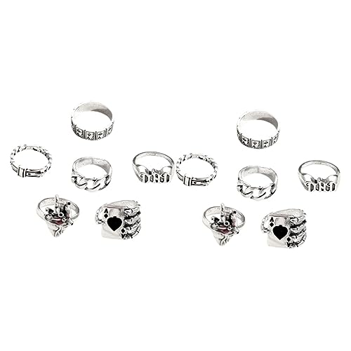 Healeved 2 Sätze Gothic Heart Rings Teiliges Vintage Finger Ringe Im Punk Stil Für Halloween Cosplay Und Partys Langlebig Und Perfektes Schmuckstück Für Damen Und Herren 6 Stücke * 2 von Healeved