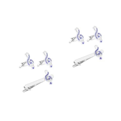 Healeved 2 Sätze Herren Krawattenklammer und Manschettenknöpfe mit Musikanmerkung und Strass für Businesshemd und Anzug Elegantes Accessoire für Meetings und Besondere Anlässe von Healeved