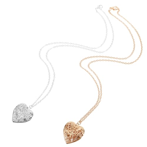 Healeved 2 Sätze Herzanhänger Halskette Damen Kreativer Schmuck Modisch Elegant für Besondere Anlässe Geschenk Schmuckaccessoire von Healeved