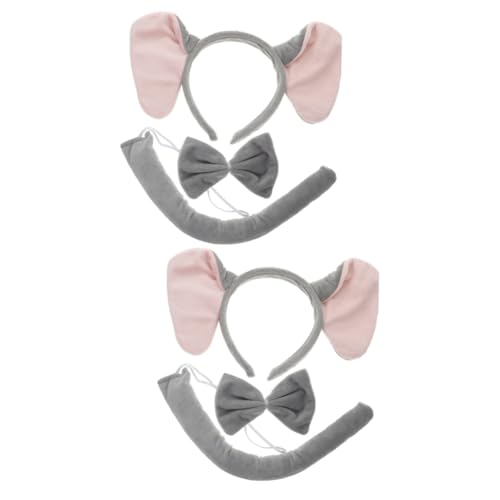 Healeved 2 Sätze Kostümset Elefantenohren Fliege und Tierkostüm Zubehör für Themenpartys Karneval und Cosplay für Erwachsene Teilig von Healeved