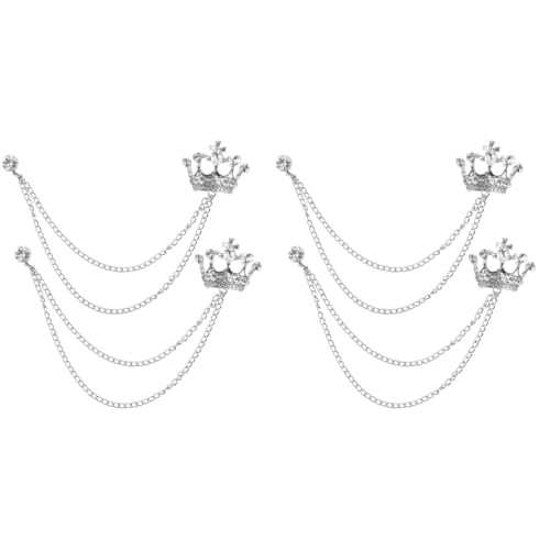 Healeved 2 Sätze Kragenclip Brosche Mit Kette Krone Anstecker Für Hemden Und Anzüge Stilvolle Accessoires Für Männer Und Frauen Für Feierlichkeiten Und Besondere Anlässe 2 Stücke * 2 von Healeved