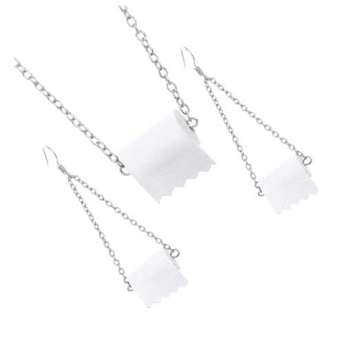 Healeved 2 Sätze Kreatives Set Schmuckset mit Halskette und Ohrringen Legierung Einzigartiges Toilettenpapier Design für Frauen Mädchen und Damen Weiß von Healeved