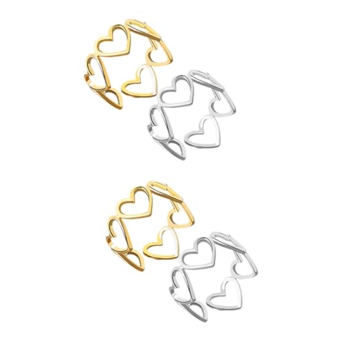 Healeved 2 Sätze Liebe Offener Ring Ringe Frauen Herz Ring Kupfer 2 Stück * 2 von Healeved