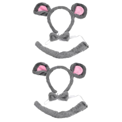 Healeved 2 Sätze Mäusekostüm Set mit Haarreif Fliege und Teiliges Tierkostüm Zubehör für Cosplay Halloween und Geburtstagsfeiern Leichte und Bequeme Tragbarkeit von Healeved