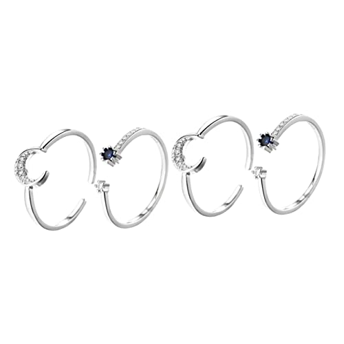 Healeved 2 Sätze Offene Finger Ringe Für Frauen Verstellbare Schmuckstücke Mit Stern Design Aesthetic Ringe Für Teenager Partys Besondere Anlässe 2 Stücke * 2 von Healeved