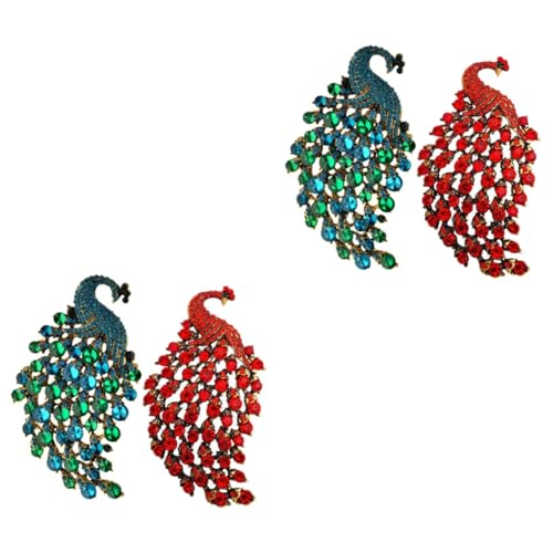 Healeved 2 Sätze Pfauen Broschen Für Damen Funkelnde Anstecknadeln Für Hochzeiten Partys Formelle Anlässe Kleidung Accessoires 2 Stück * 2 von Healeved