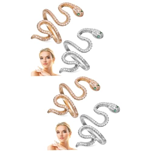 Healeved 2 Sätze Schlangenschmuck Tierringe Mädchen Silber Teen Schlangenring Schlangenring Damen Schlangenring Für Zwei Schlangenringe Schlangenförmiger Metall 2 Stücke * 2 von Healeved