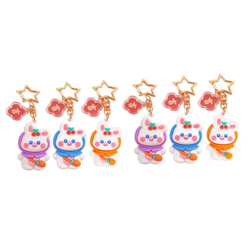 Healeved 2 Sätze Silikon Schlüsselanhänger Niedliche Cartoon Kaninchen Anhänger Multifunktionale Dekoration Für Taschen Und Schlüssel Farbauswahl Blau Orange 3 Stücke * 2 von Healeved