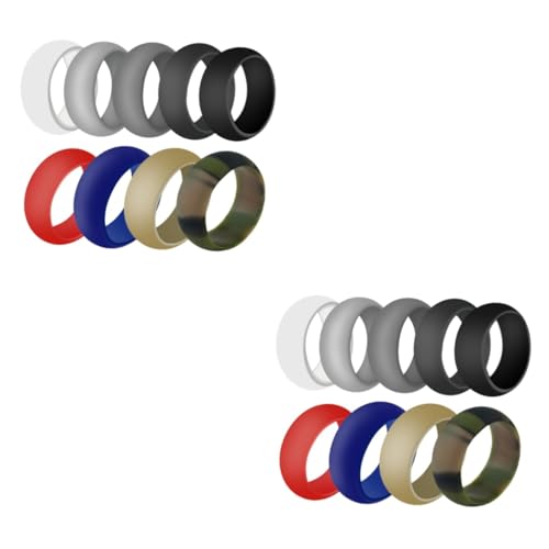 Healeved 2 Sätze Silikon Sport Ringe Für Einfacher Runder Ehering Hautfreundlichem Material Zufälligen Farben Für Sport Hausarbeit Aktivitäten Zufällige Farbe 9 Stück * 2 von Healeved
