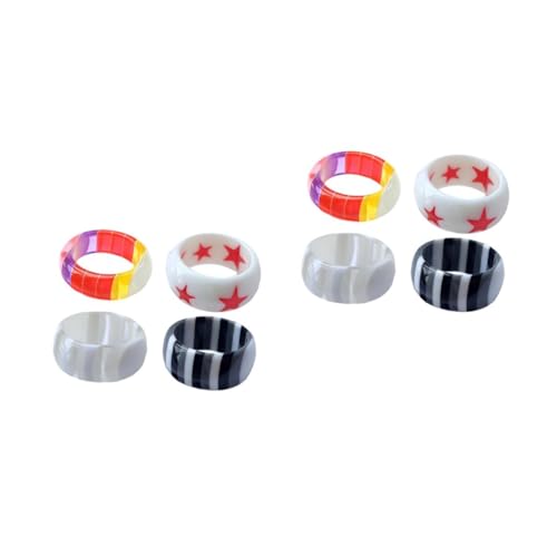 Healeved 2 Sätze Stylischer Fingerring Harz Mehrfarbiger Dekorativer Ring Für Damen Eleganter Indexfinger Schmuck Anlässe Wie Weihnachten Partys Geburtstage Mit Feiner 4 Stück * 2 von Healeved