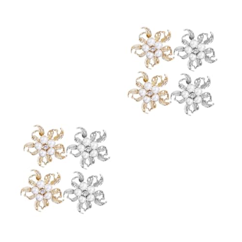 Healeved 2 Sätze Teiliges Blütenbroschen Legierung Hochwertige Kreative Brosche Mit Perlen Strassverzierung Accessoires Für Damen Silber Für Kleidung Veranstaltungen 4 Stücke * 2 von Healeved