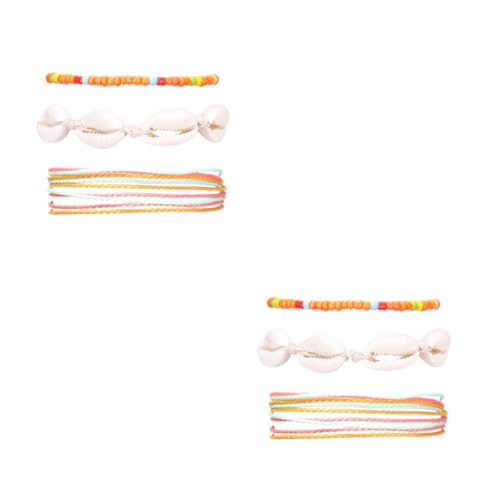 Healeved 2 Sätze Teiliges Bohemian Fußkettchen Ankle Chain Schmuck Für Frauen Farbenfrohe Perlen Fußkettchen Orange Handgemachte Sommeraccessoires 3 Stück * 2 von Healeved