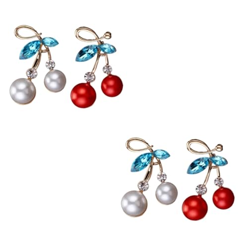 Healeved 2 Sätze Teiliges Broschen Mit Kirschendesign Broschen Legierung Für Damen Zur Dekoration Von Kleidung Taschen Schals Mit Weißen Roten Perlen 2 Stücke * 2 von Healeved