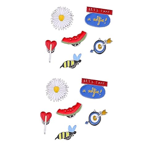 Healeved 2 Sätze Teiliges Cartoon Broschen Bienen Herzen Wassermelonen Anstecknadeln Legierung Für Damen Kleidung Taschen Besondere Anlässe 6 Stück * 2 von Healeved
