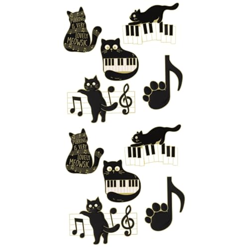 Healeved 2 Sätze Teiliges Katzenmusik Anstecknadel Schwarze Emaille Pins Für Kleidung Rucksäcke Hüte Niedliche Cartoon Brosche Für Partys Besondere Anlässe Einfache Anbringung 5 Stück * 2 von Healeved