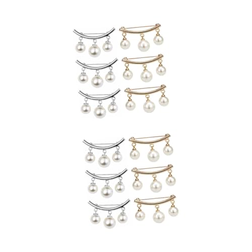 Healeved 2 Sätze Teiliges Perlen Anstecknadel Für Damen Metall Broschen Zur Befestigung Von Kleidung Für Shirts Pullover Schals Sorgt Für Sicheren Halt Schützt Die Privatsphäre 6 Stück * 2 von Healeved