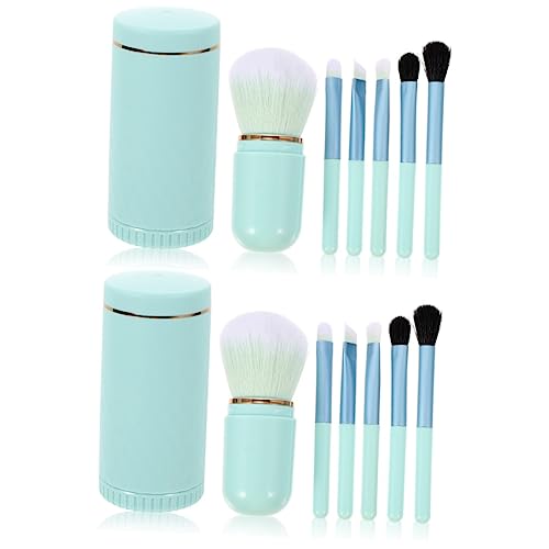 Healeved 2sätze Professionelle Kosmetik Pinsel Mit Spiegel Tragbare Make-up Bürsten Und Organizer Klarblau Für Reisen Und Make-up von Healeved