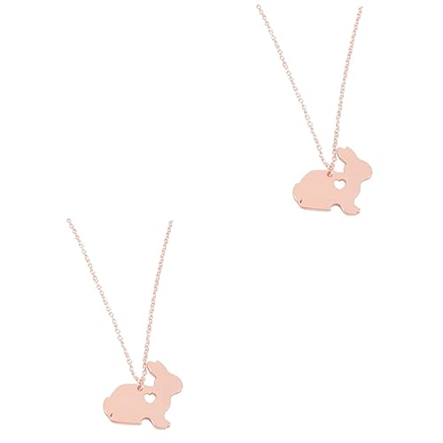 Healeved 2 Stck Hohlgearbeitete Hasen Halskette Damen Schmuck Anhänger Roséfarben Tiermuster Verarbeitung Komfortable Halsdekoration Alltag Party von Healeved