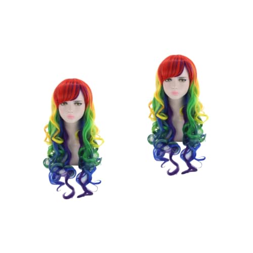 Healeved 2 Stck. Gradient Farbverlauf Lange Wellig Lockige Damen Perücke Cosplay Party Haarteil Für Frauen Mädchen Natürliches Gefühl Flexibel Pflegeleicht von Healeved
