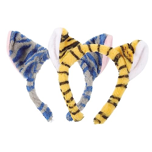 Healeved 2 Stck. Plüsch Tiger Ohr Stirnbänder Süßes Tierohren Haarband für Kostümpartys Mädchen und Erwachsene Leicht und mit Einzigartigem Design von Healeved