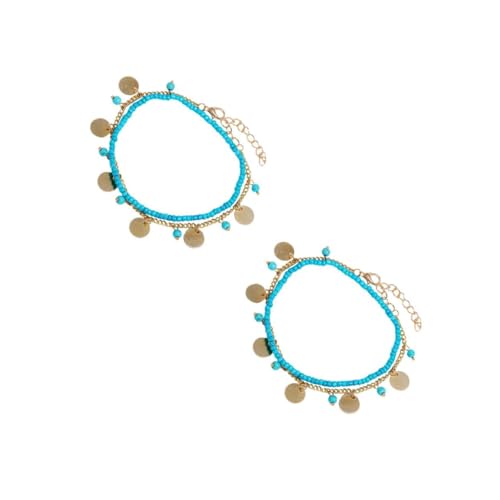 Healeved 2 Stck. Sommer Fußkette Damen Goldene Ankle Chain mit Kreativen Pendants für Strand und Freizeit Stilvoller Schmuck für Jede Gelegenheit von Healeved