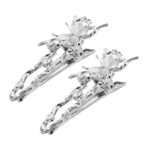 Healeved 2stücke Metall Schmetterlings Haarspangen Mit Katzenaugen Stein Entenschnabel Clips Glänzende Haarnadeln Für Damen Mädchen Haar Accessoires Zum Stylen von Healeved