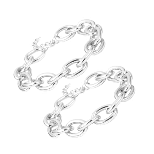 Healeved 2 Stk. Vintage Punk Halskette Metall Chunky Chain Geometrisches Design Damen Schmuck Hip Hop Curb Neck Kette für Frauen und Mädchen von Healeved