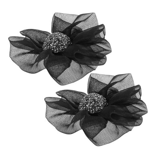 Healeved 2 Stück Abnehmbare Blüten Schuhclips aus Stoff Elegant Dekorative Schuhschmuck für High Heels Hochzeit Party Braut Zubehör Schwarz von Healeved