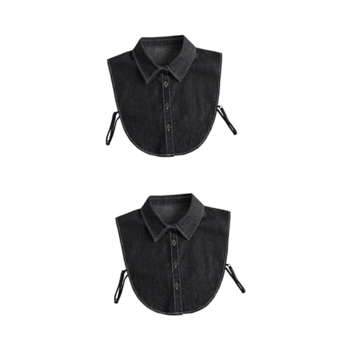 Healeved 2 Stück Abnehmbarer Damen Fake Collar Hochwertigem Denim Atmungsaktiver Falscher Kragen für Pullover Hemden und Jacken Vielseitiges Modeaccessoire und Langlebig Modischer Look für von Healeved