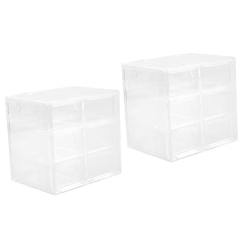 Healeved 2 Stück Aufbewahrungsbox Für Farbige Kontaktlinsen Balsam Deckel Kosmetik Abteil Kordelzug Tasche Zubehör Organizer Für Schreibtischschubladen Aufbewahrungsboxen Transparent Acryl von Healeved