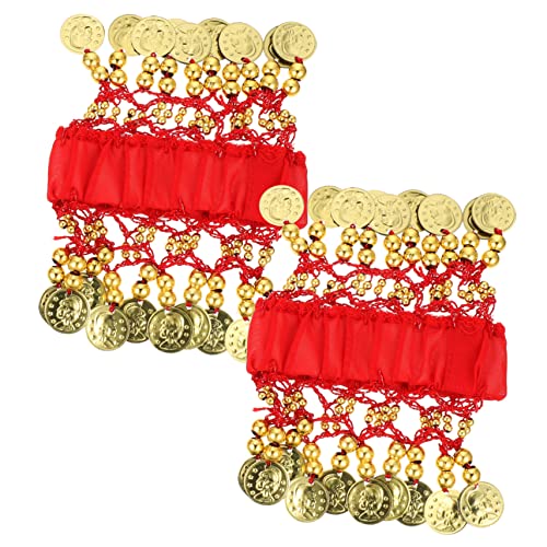 Healeved 2stücke Bauchtanz Fußkettchen Mit Münzen Farbakzent Für Auftritte Und Kostüme Mädchen Accessoires Für Hochzeiten Partys Und Freizeitgestaltung von Healeved