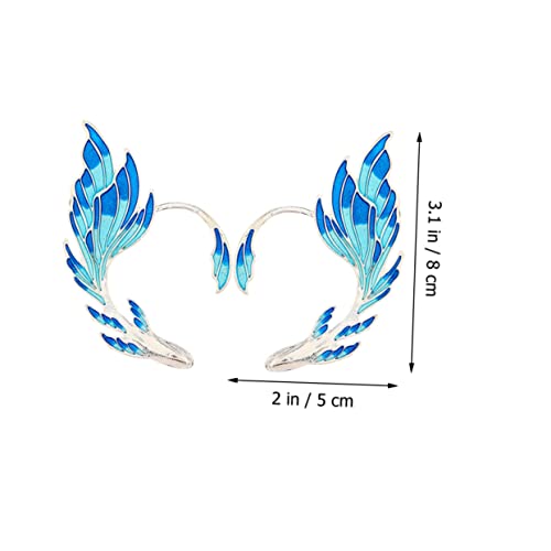 Healeved 2 Stück Blaue Ohrclips für Damen Nicht Piercing Ohrmanschetten Elfenschmuck für Cosplay Party Eleganter Ohrschmuck für Kostüm Feen Accessoires von Healeved