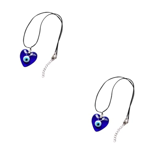Healeved 2 Stück Böser Blick Glasanhänger Halskette Damen Leichtes Schmuckstück Hautfreundlich Modisches Accessoire für Mutter Tochter Freundin von Healeved
