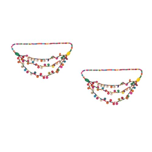 Healeved 2 Stück Boho Halskette Damen Mehrschichtig Holzperlen Kokosnuss Anhänger Bunt Modischer Schmuck für Alltag Party Urlaub Zufällige Farbe von Healeved