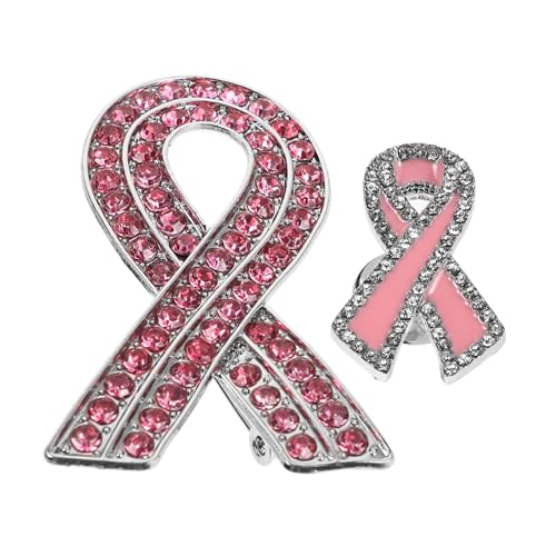 Healeved 2 Stück Brustkrebs Bewusstseinsbroschen Langlebiger Legierung Kreative Rosa Schleifen Anstecker zur Frauenunterstützung Vielseitig Tragbar an Kleidung Rucksack Mütze und Schal von Healeved