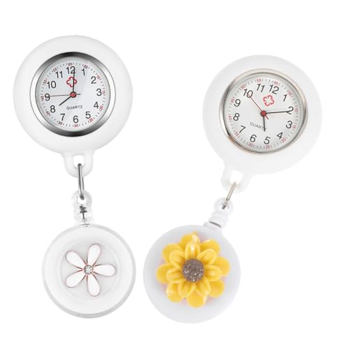 Healeved 2 Stück Brustuhren für Krankenschwestern Ausziehbare Clip Fob Uhr Praktische Taschenuhr mit Charmantem Design Teehonig für Einsatz im Gesundheitswesen von Healeved