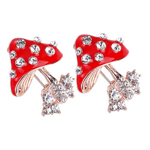 Healeved 2 Stück Cartoon Pilz Broschen aus Legiertem mit Funkelnden Strasssteinen Einzigartige Anstecknadeln für Rucksack Kleidung und Taschen Leichte Vielseitige Schmuckaccessoires von Healeved