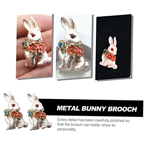 Healeved 2 Stück Chinesische Vintage Hasen Brosche aus Feinem Metall Kreative Bunny Anstecknadeln als Collar Pins für Kleidung Schals und Hüte Sicher und Elegant für Damen von Healeved