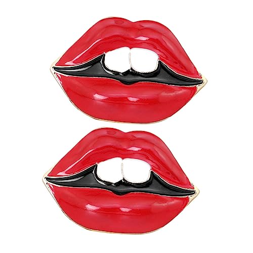 Healeved 2 Stück Kreative Rote Lippen Brosche für Damen Legierungsbrosche Schalbrosche Anstecknadel für Kleidung Schal und Taschen von Healeved